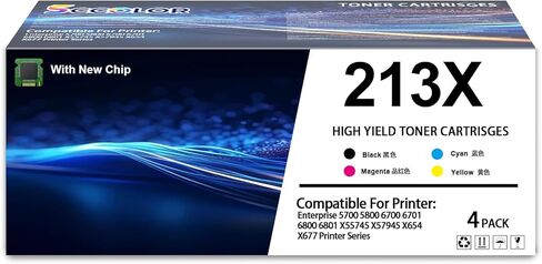 213 213X Toner Cartridge High Capacity W2130X W2131X W2132X W2133X Toner Cartridge Replacement for HP 213X Toner Works Enterprise 5700 5800 6700 6701 6800 6801 X55745 X57945 X654 X677 Series Printers in Kuwait