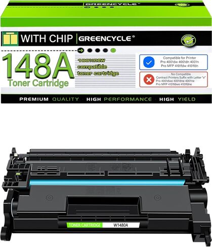 greencycle 148A with Chip W1480A Toner Cartridge Replacement Compatible for HP 148A Black Toner Cartridge Work with Laser Jet Pro 4001dw 4001dn 4001n MFP 4101fdw 4101fdn Ink Cartridge(1PCS,with Chip) in Saudi Arabia