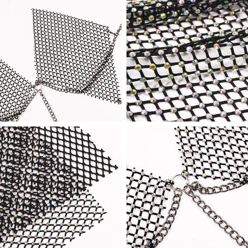 ملابس داخلية نسائية مثيرة بشبكة صيد السمك مرصعة بأحجار الراين فستان قصير بسلسلة لامعة شفافة من خلال قمصان النوم وقميص النوم in Kuwait