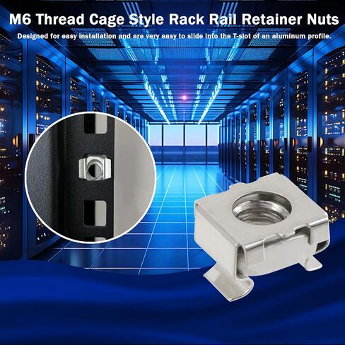 Antrader M6 Cage Nuts, M6 Mounting Cage Nuts for Server Shelves Rack & Cabinet Pack of 50,Black in Kuwait