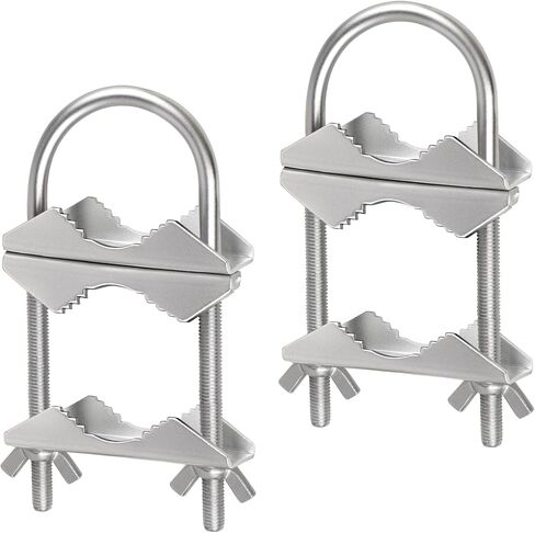 Double Antenna Mast Clamp V Jaw Bracket with U Bolts Heavy Duty Anti-Rust Mast to Mast Mounting Hardware Kit for Outdoor TV Antenna,CB Ham Antenna,Radio Antenna,Pipe,Flag Pole (2) in Kuwait