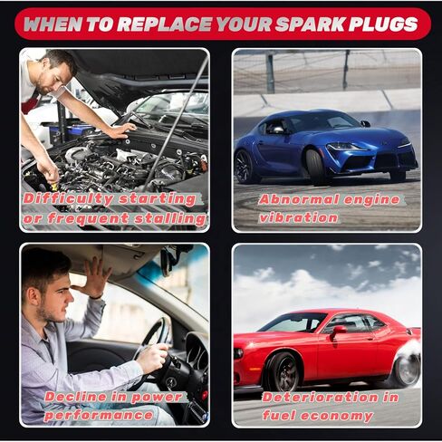 Iridium Spark Plugs 4 Pack Compatible with 2007-2017 Jeep Compass Patriot, Dodge Avenger Journey Caliber, Honda Accord Civic Prelude Odyssey, Chrysler, Nissan, Acura, Kia, Replaces 2477, ZFR5FIX-11 in Kuwait