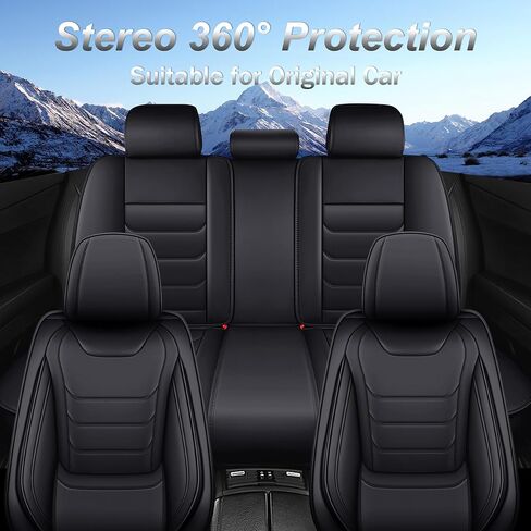 أغطية مقاعد جلدية مناسبة لسيارة Honda CR-V 2010-2026 غطاء مقعد سيارة أنيق مقاوم للماء وجيد التهوية وإكسسوارات داخلية للسيارات (مجموعة كاملة باللون الأسود) in Kuwait