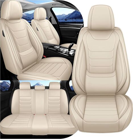 أغطية مقاعد جلدية مناسبة لسيارة Honda CR-V 2010-2026 غطاء مقعد سيارة أنيق مقاوم للماء وجيد التهوية وإكسسوارات داخلية للسيارات (مجموعة كاملة باللون الأسود) in Kuwait
