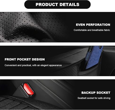 Car Seat Cover, Bamboo Charcoal Leather Edge Wrapping Auto Front Seat Cushion with Storage Bags, Anti-Slip Seat Bottom Cover Interior Protection for Sedan SUV Truck (Coffee) in Saudi Arabia