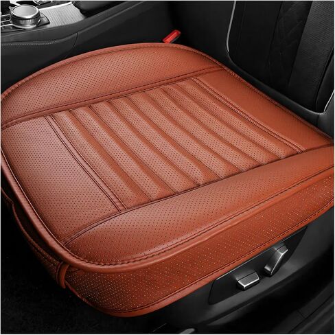 Car Seat Cover, Bamboo Charcoal Leather Edge Wrapping Auto Front Seat Cushion with Storage Bags, Anti-Slip Seat Bottom Cover Interior Protection for Sedan SUV Truck (Coffee) in Kuwait