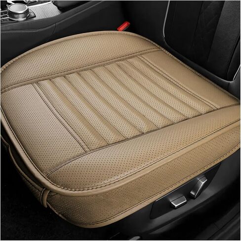 Car Seat Cover, Bamboo Charcoal Leather Edge Wrapping Auto Front Seat Cushion with Storage Bags, Anti-Slip Seat Bottom Cover Interior Protection for Sedan SUV Truck (Coffee) in Saudi Arabia