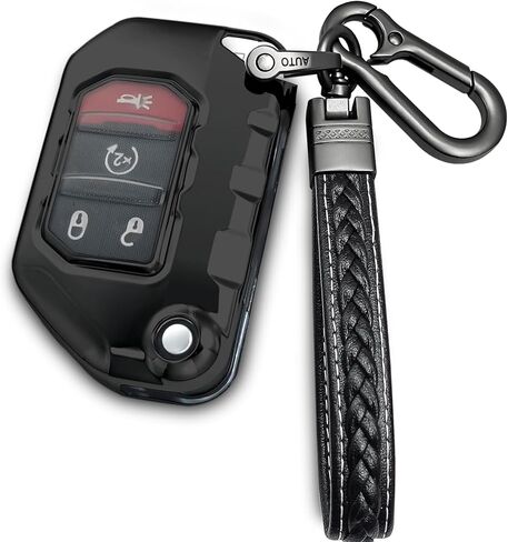 for Jeep Key fob Cover with Metal/Leather Keychain,TPU Key case,Compatible with 2020 2021 2022 2023Wrangler JL JLU Gladiator JT Rubicon Remote Smart Key,Transparent Pink in Saudi Arabia