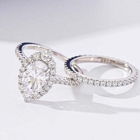 925 Sterling Silver CZ Cubic Zirconia Engagement Rings Wedding Bands Bridal Sets for Women in Saudi Arabia