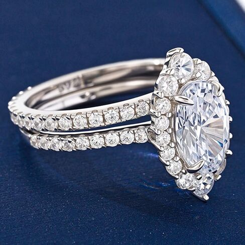 925 Sterling Silver CZ Cubic Zirconia Engagement Rings Wedding Bands Bridal Sets for Women in Saudi Arabia