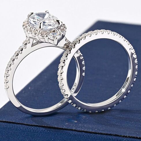 925 Sterling Silver CZ Cubic Zirconia Engagement Rings Wedding Bands Bridal Sets for Women in Saudi Arabia