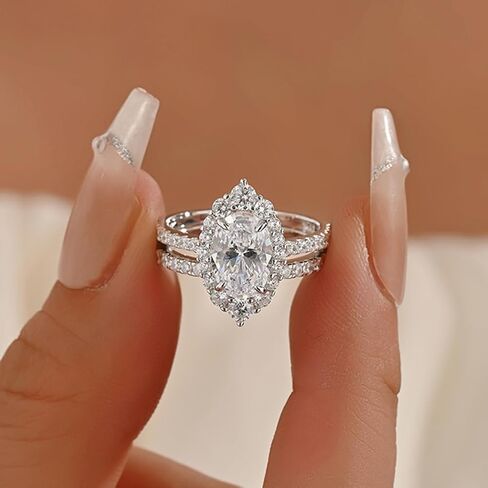 925 Sterling Silver CZ Cubic Zirconia Engagement Rings Wedding Bands Bridal Sets for Women in Saudi Arabia