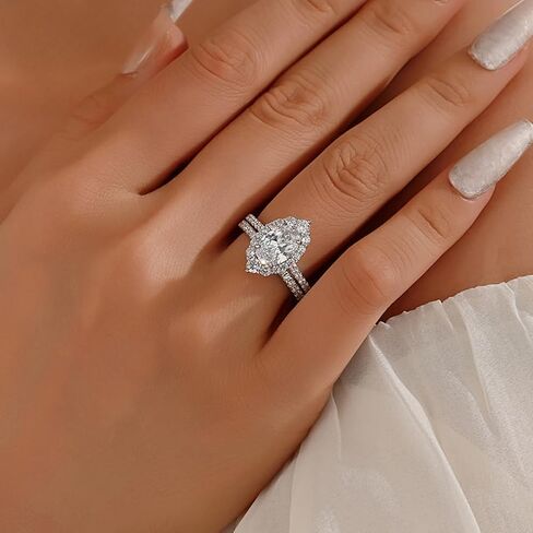 925 Sterling Silver CZ Cubic Zirconia Engagement Rings Wedding Bands Bridal Sets for Women in Saudi Arabia