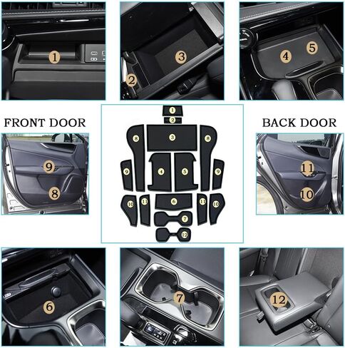 Cup Holder Insert Liners for Lexus NX 2022-2026 Accessories Center Console Liner Mats for Lexus NX 250/350/350h/450h+/Hybrid 2026 Accessories Door Pocket Mats 16-PCS/Set (Black) in Saudi Arabia