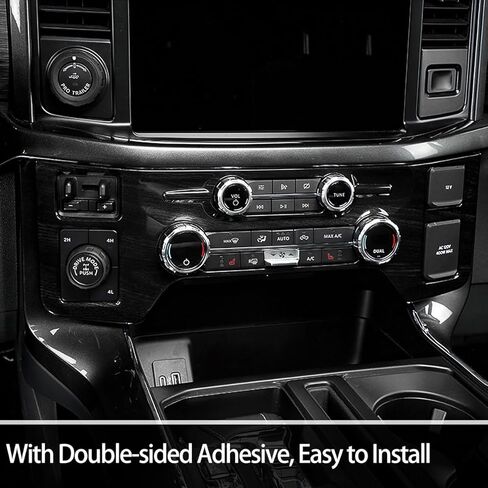 GZXinWei Center Console AC Adjustment Panel Cover Frame Sticker Interior Trim Accessories for Ford F150 and Raptor 2021 2022 2023 2024 2025 2026 Black Wood Grain in Saudi Arabia