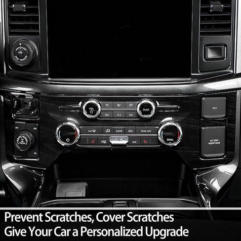 GZXinWei Center Console AC Adjustment Panel Cover Frame Sticker Interior Trim Accessories for Ford F150 and Raptor 2021 2022 2023 2024 2025 2026 Black Wood Grain in Saudi Arabia
