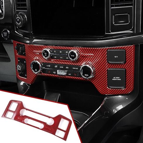 GZXinWei Center Console AC Adjustment Panel Cover Frame Sticker Interior Trim Accessories for Ford F150 and Raptor 2021 2022 2023 2024 2025 2026 Black Wood Grain in Saudi Arabia