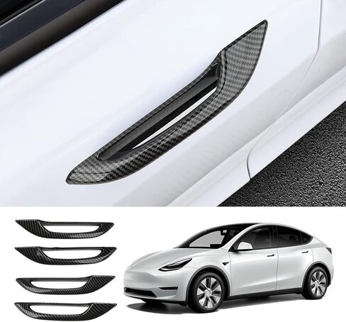 Qiilu Door Handle Cover Carbon Fiber Abs 4Pcs Car Anti Freezing Replacement for Y in Saudi Arabia