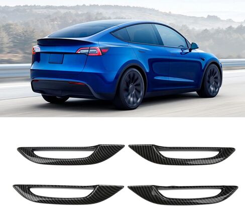Qiilu Door Handle Cover Carbon Fiber Abs 4Pcs Car Anti Freezing Replacement for Y in Saudi Arabia