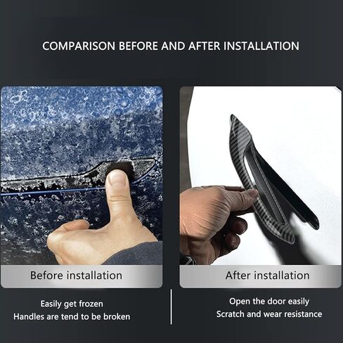 Qiilu Door Handle Cover Carbon Fiber Abs 4Pcs Car Anti Freezing Replacement for Y in Saudi Arabia
