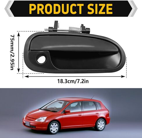 Exterior Door Handle with Keyhole Front Left Right Driver Passenger Side Outside Replacement for 72180S00004 72140S00004 1996-2000 Honda Civic in Kuwait