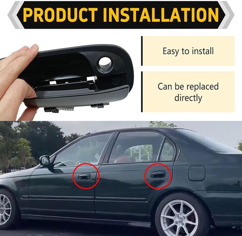 Exterior Door Handle with Keyhole Front Left Right Driver Passenger Side Outside Replacement for 72180S00004 72140S00004 1996-2000 Honda Civic in Kuwait