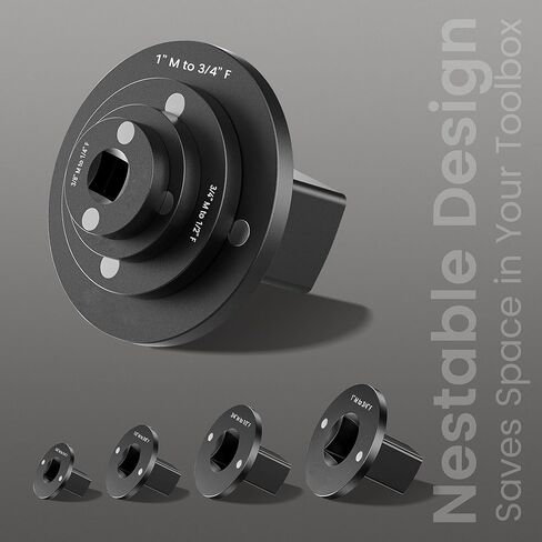 مجموعة محول مقبس الصدمات منخفض المستوى، 4 قطع محولات سقاطة للمحرك المغناطيسي من الفولاذ Cr-Mo ذات الجدار الرقيق للمساحات الضيقة، 3/4 بوصة إلى 1 بوصة، 1/2 بوصة إلى 3/4 بوصة، 1/2 بوصة إلى 3/8 بوصة، 1/4 بوصة إلى 3/8 بوصة in Kuwait