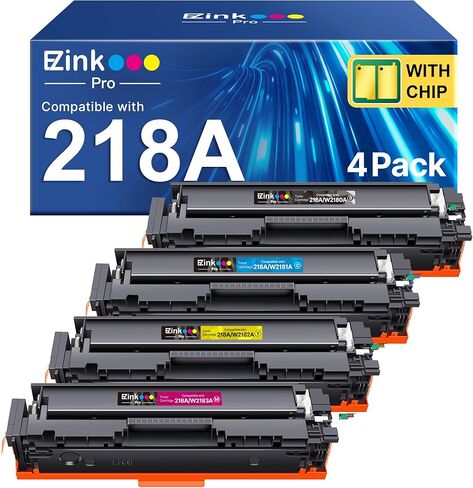Compatible HP 218A Toner Cartridges 4 Pack with Chip 3301fdw 3301 Compatible for HP 218A 218 218X Toner for HP Color LaserJet pro MFP 3301fdw 3301sdw 3301cdw 3201dw Printer W2180A W2180X High Yield (B in Kuwait