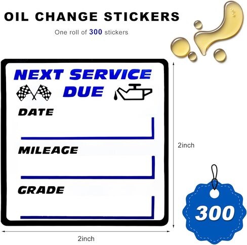 300PCS Oil Change Stickers, 2" × 2" Transparent No Residue Oil Change Reminder Stickers, Removable Auto Next Service Due Reminder Decal for Windshield, Car Accessories in Kuwait