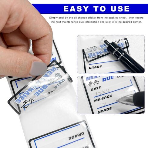 300PCS Oil Change Stickers, 2" × 2" Transparent No Residue Oil Change Reminder Stickers, Removable Auto Next Service Due Reminder Decal for Windshield, Car Accessories in Kuwait