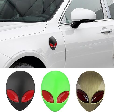 ملصقات معدنية بشارة كائن فضائي، ملصق مقاوم للماء ثلاثي الأبعاد لكائن فضائي، ملصق للسيارة والثلاجة والكمبيوتر المحمول والتلفزيون والنافذة وأي سطح أملس، مجموعة من 6 in Kuwait