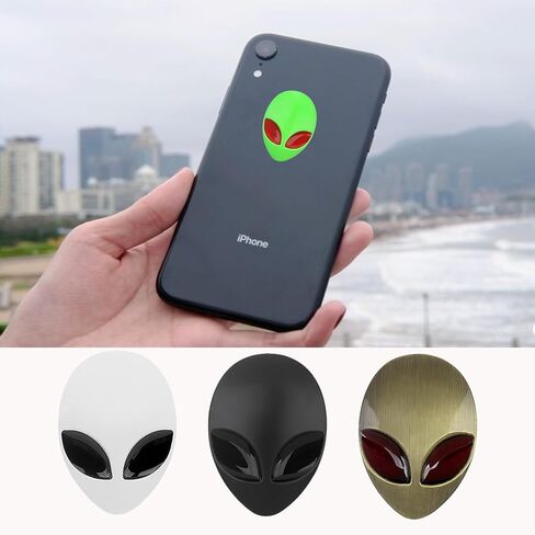 ملصقات معدنية بشارة كائن فضائي، ملصق مقاوم للماء ثلاثي الأبعاد لكائن فضائي، ملصق للسيارة والثلاجة والكمبيوتر المحمول والتلفزيون والنافذة وأي سطح أملس، مجموعة من 6 in Kuwait