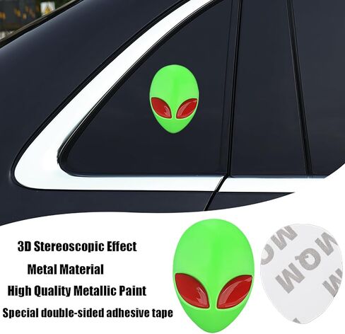 ملصقات معدنية بشارة كائن فضائي، ملصق مقاوم للماء ثلاثي الأبعاد لكائن فضائي، ملصق للسيارة والثلاجة والكمبيوتر المحمول والتلفزيون والنافذة وأي سطح أملس، مجموعة من 6 in Kuwait