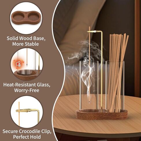2 in 1 Incense Holder for Sticks, Anti-Ash Incense Holder, Upside Down Incense Burner Holder with Glass Ash Catcher & Incense Storage for Yoga Spa Meditation Home Decor in Kuwait