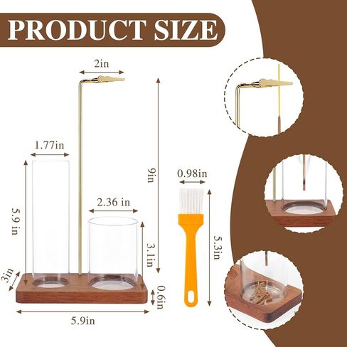 حامل بخور 2 في 1 للعصي مع جهاز التقاط الرماد الزجاجي، مبخرة عصا البخور المضادة للرماد مقلوبة، حامل بخور عمودي حديث لليوجا والمنتجعات الصحية والتأمل وديكور المنزل (مربع) in Kuwait
