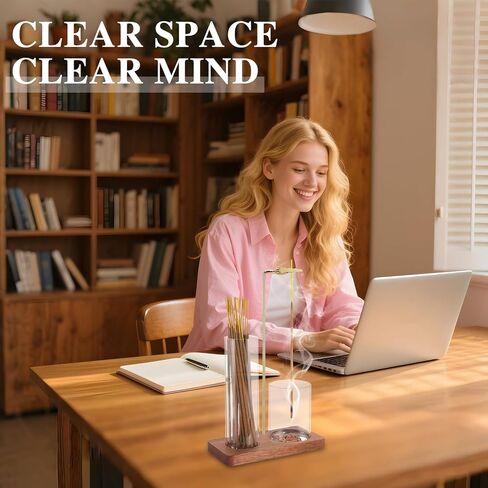 حامل بخور 2 في 1 للعصي مع جهاز التقاط الرماد الزجاجي، مبخرة عصا البخور المضادة للرماد مقلوبة، حامل بخور عمودي حديث لليوجا والمنتجعات الصحية والتأمل وديكور المنزل (مربع) in Kuwait