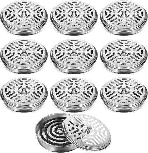 10 Pack Metal Coil Incense Holders, Retro Iron Portable Outdoor Incense Burner Holder Round Metal Incense-Holder for Home Camping Indoor Outdoor Patio (Silver) in Kuwait
