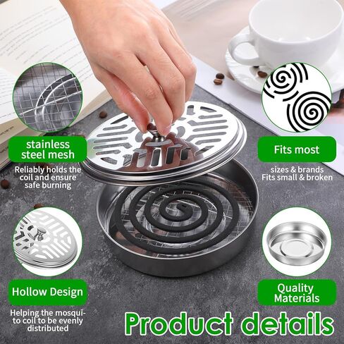 10 Pack Metal Coil Incense Holders, Retro Iron Portable Outdoor Incense Burner Holder Round Metal Incense-Holder for Home Camping Indoor Outdoor Patio (Silver) in Kuwait