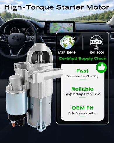 New Starter 4.8L 5.3L Fit for Chevrolet Express Vans 1500 2500 3500, Silverado 1500, Tahoe, Avalanche, Colorado, Suburban; for GMC Yukon XL, Sierra, Savana, Canyon. Replace 19168041, 12611102 in Kuwait