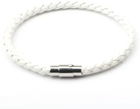 Handmade Braided Leather Steel Clasp Bracelet Bangle Women Men Unisex-Black in Saudi Arabia