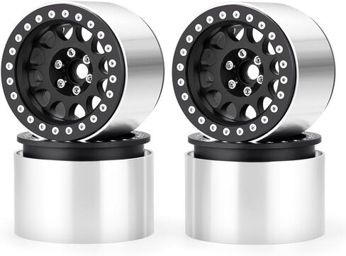 4Pcs 2.2" RC Wheels 45mm Beadlock Wheels Rims for Axial Wraith RR10 SCX10 Capra 90046 90048 D90 CC01 TRX4 TRX6 Redcat Gen8 1/10 RC Crawlers(Black) in Kuwait