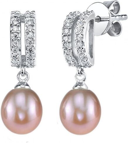 THE PEARL SOURCE Real Pearl Earrings for Women, 14K Gold Plated Genuine AAAA Cultured Freshwater Pearls, Teardrop Pink and White Pearls Gift for Women, Hypoallergenic Fine Jewelry in Saudi Arabia