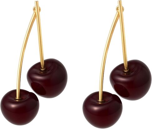 Cherry Dangle Earrings for Women, Cute Red Fruit Drop Earrings, Statement Jewelry, Fun and Quirky Gifts, Lightweight Gold Fruit Accessories in Saudi Arabia