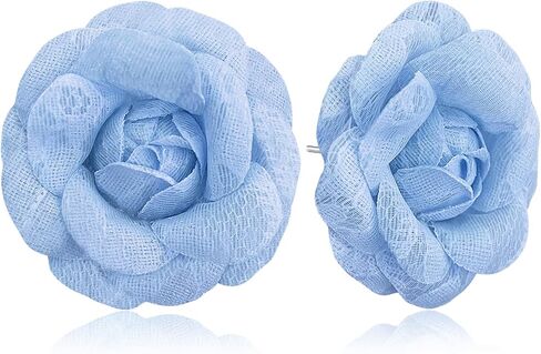 Handmade Lightweight Fabric Rose Flower Floral Stud Earrings Lace Camellia Dangle Earrings For Women in Saudi Arabia