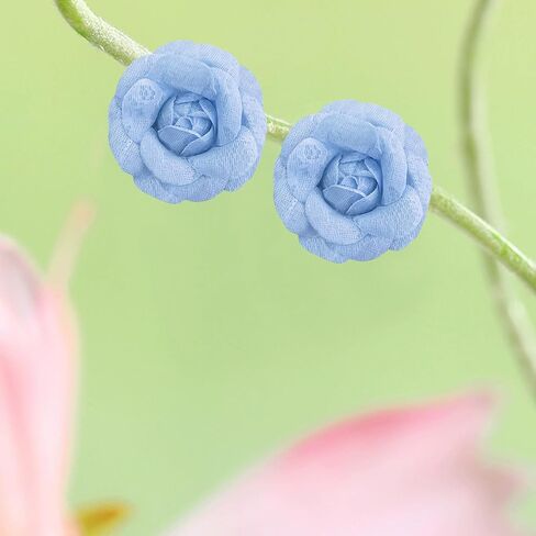 Handmade Lightweight Fabric Rose Flower Floral Stud Earrings Lace Camellia Dangle Earrings For Women in Saudi Arabia