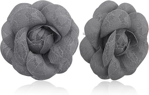 Handmade Lightweight Fabric Rose Flower Floral Stud Earrings Lace Camellia Dangle Earrings For Women in Saudi Arabia
