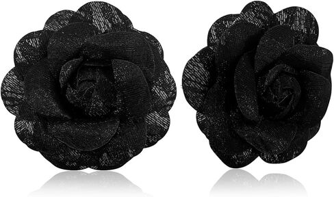 Handmade Lightweight Fabric Rose Flower Floral Stud Earrings Lace Camellia Dangle Earrings For Women in Saudi Arabia