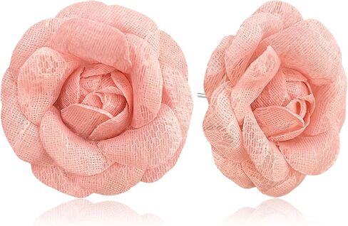 Handmade Lightweight Fabric Rose Flower Floral Stud Earrings Lace Camellia Dangle Earrings For Women in Saudi Arabia