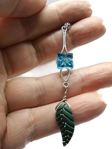 Long Blue Flower and Leaf Earrings in Kuwait