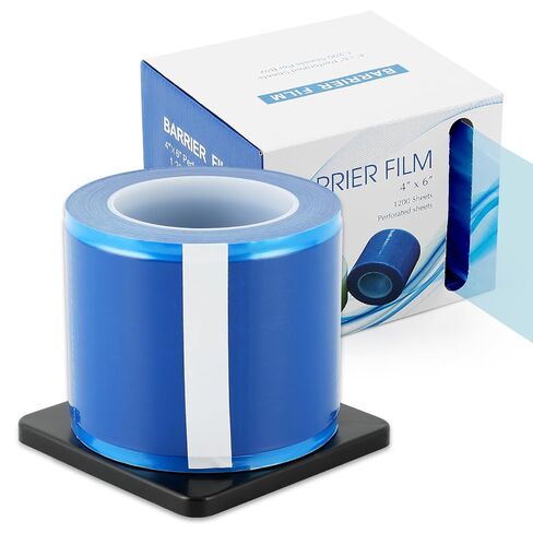 Annhua Barrier Film Dental Surface Barriers Adhesive Tape Sheets, Pink Dental Barrier Tape Tattoo Tape 4" x 6" Disposable Barrier Sheets with Edge Dispenser Box - 1200 Sheets|1 Roll in Kuwait